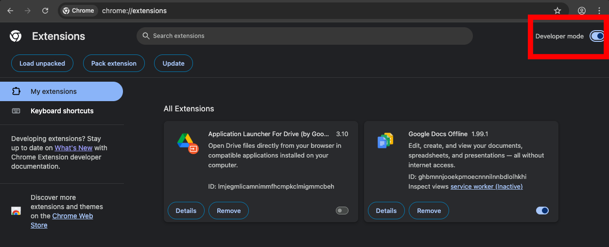 Enable Developer Mode