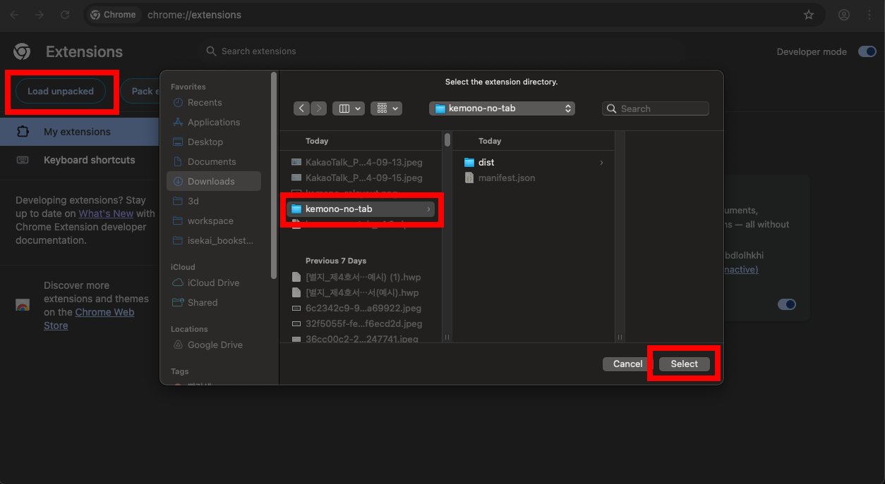 Load Unpacked Extension